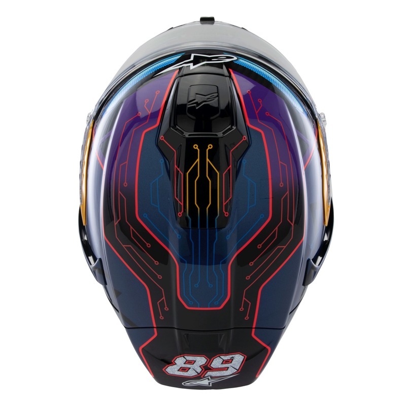 Cască integrală de motocicletă Alpinestars Supertech R-10 Ediție limitată Martinator Jorge Martin Albastru-Mov-Roșu-Galben