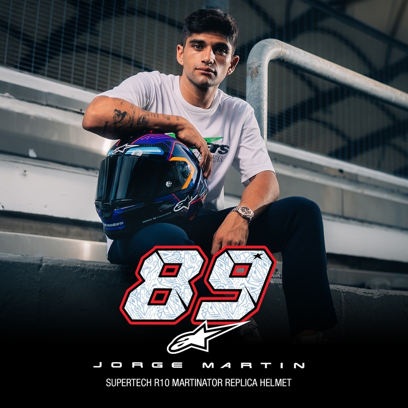 Cască integrală de motocicletă Alpinestars Supertech R-10 Ediție limitată Martinator Jorge Martin Albastru-Mov-Roșu-Galben