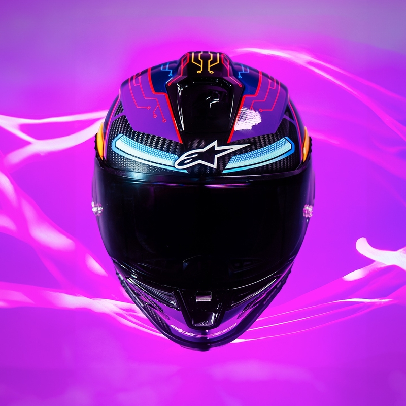Cască integrală de motocicletă Alpinestars Supertech R-10 Ediție limitată Martinator Jorge Martin Albastru-Mov-Roșu-Galben