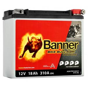 Baterie de motociclete fără întreținere Banner Bike Bull AGM PRO 520 01/BETX20L - ETX20L 12V, 18Ah, 310A