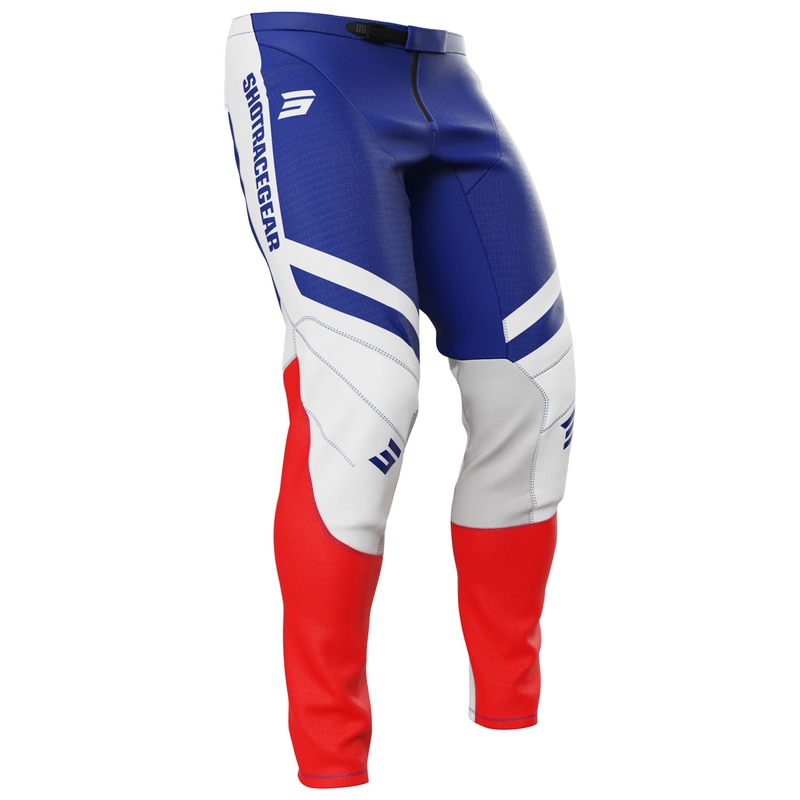 Pantaloni de motocross Shot Contact Mythic albastru-rosu