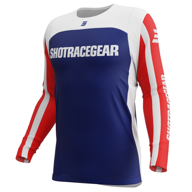 Tricou de motocross Shot Contact Mythic albastru-rosu
