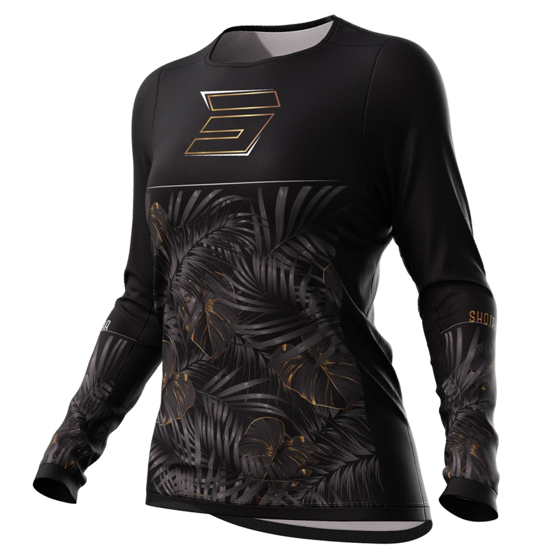 Tricou motocross damă Shot Contact Respect negru și auriu