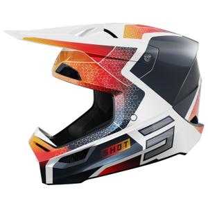 Casca motocross copii Shot Furious Phaser albastru-rosu