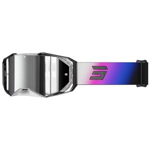Ochelari de motocross Shot Lite Astral albastru-roz cu plexiglas argintiu iridiu