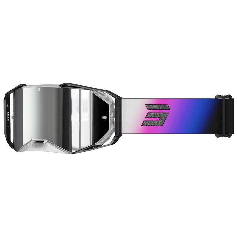 Ochelari de motocross Shot Lite Astral albastru-roz cu plexiglas argintiu iridiu