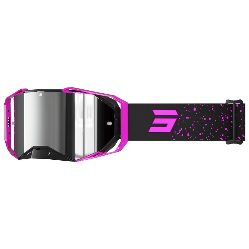Ochelari de motocross Shot Lite Mist roz cu plexiglas iridiu argintiu
