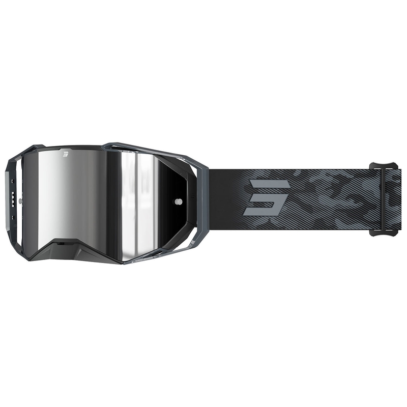 Ochelari de motocross Shot Lite Patrol gri cu plexiglas iridiu argintiu