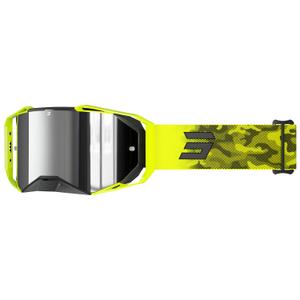 Ochelari de motocross Shot Lite Patrol galben fluo cu plexiglas iridiu argintiu