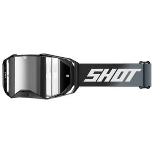 Ochelari de motocross Shot Lite Solid negru cu plexiglas argintiu iridiu