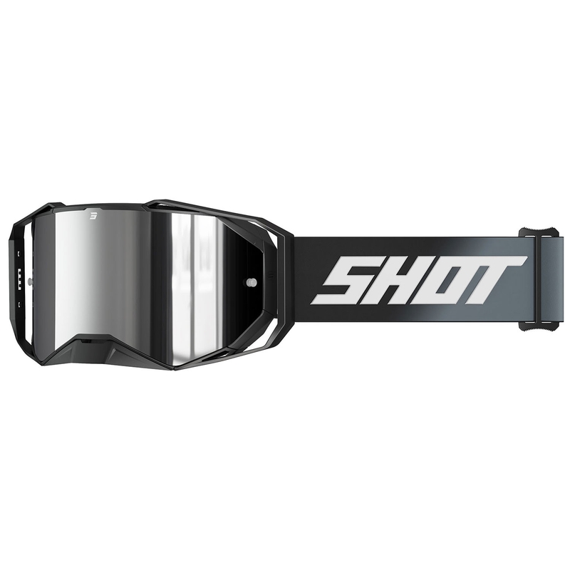 Ochelari de motocross Shot Lite Solid negru cu plexiglas argintiu iridiu