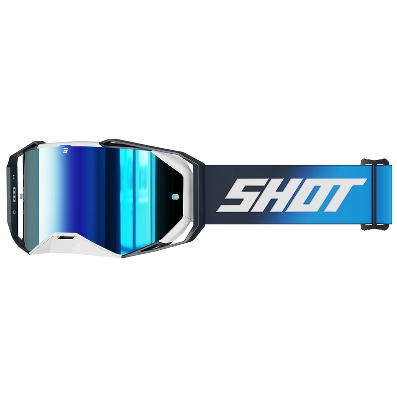 Ochelari de motocross Shot Lite Solid albastru cu plexiglas iridiu albastru