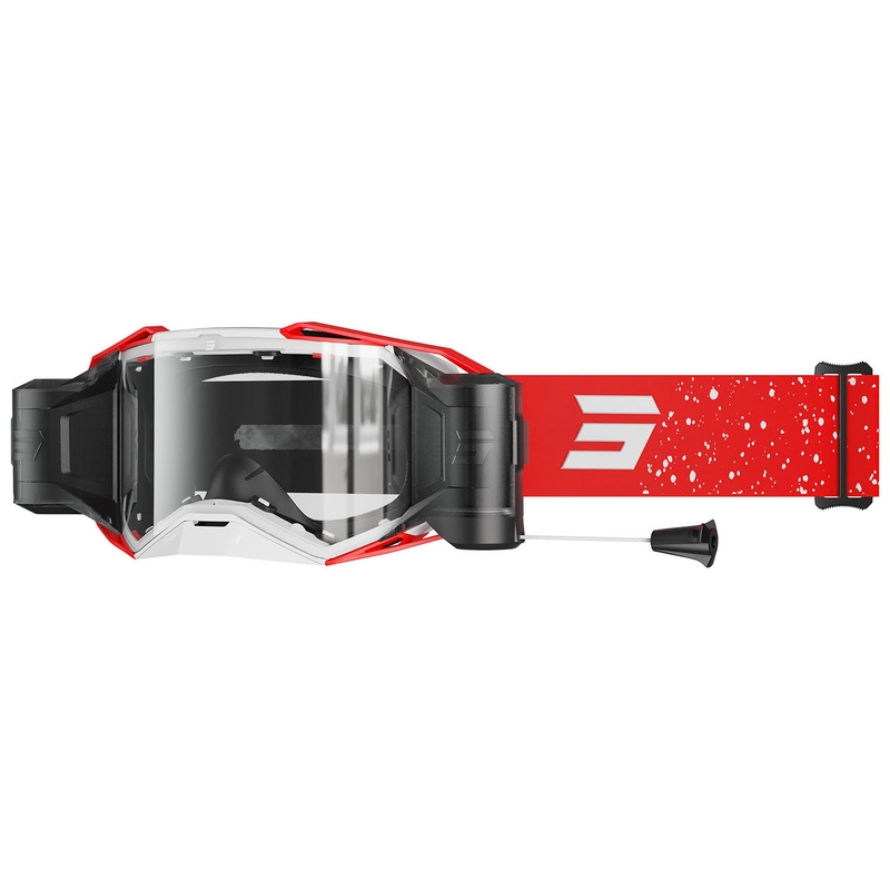 Ochelari de motocross Shot Lite Roll-Off Mist roșu cu plexiglas transparent