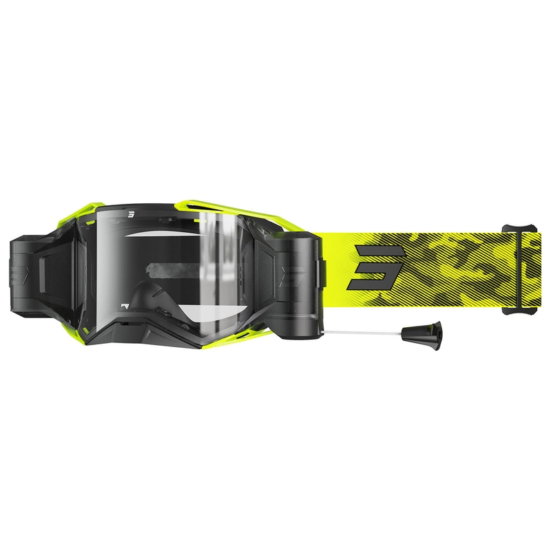 Ochelari de protecție de motocross Shot Lite Roll-Off Patrol galben fluo cu plexiglas transparent