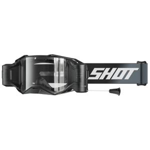 Ochelari de motocross Shot Lite Roll-Off Solid negru cu plexiglas transparent