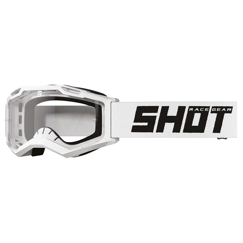 Ochelari de protecție de motocross pentru copii Shot Rocket Kid 2.0 alb uni cu plexiglas transparent
