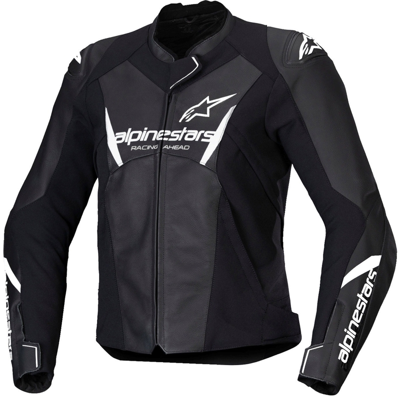 Jachetă de motocicletă din piele de damă Alpinestars Stella Faster 3 alb-negru