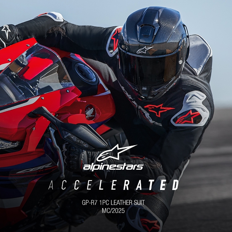 Costum motociclist dintr-o bucată din piele Alpinestars GP-R7 Tech-Air gata/compatibil negru-alb-rosu fluo