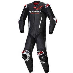 Costum motociclist dintr-o bucată din piele Alpinestars GP-R7 Tech-Air gata/compatibil negru-alb-rosu fluo
