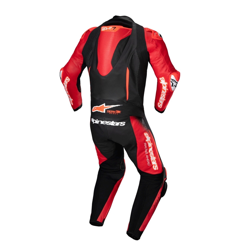 Costum dintr-o bucată din piele Alpinestars GP-R7 Tech-Air gata/compatibil negru-roșu