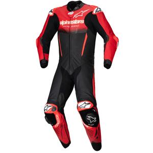 Costum dintr-o bucată din piele Alpinestars GP-R7 Tech-Air gata/compatibil negru-roșu