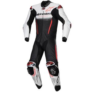 Costum din piele Alpinestars GP-R7 Tech-Air Ready/compatibil alb-negru-rosu fluo