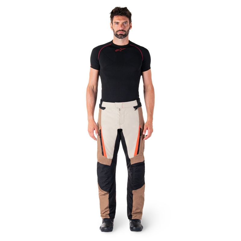 Pantaloni moto impermeabili Alpinestars ST-1 kaki-nisip-negru-rosu fluo