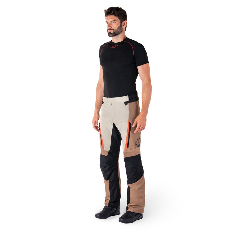 Pantaloni moto impermeabili Alpinestars ST-1 kaki-nisip-negru-rosu fluo