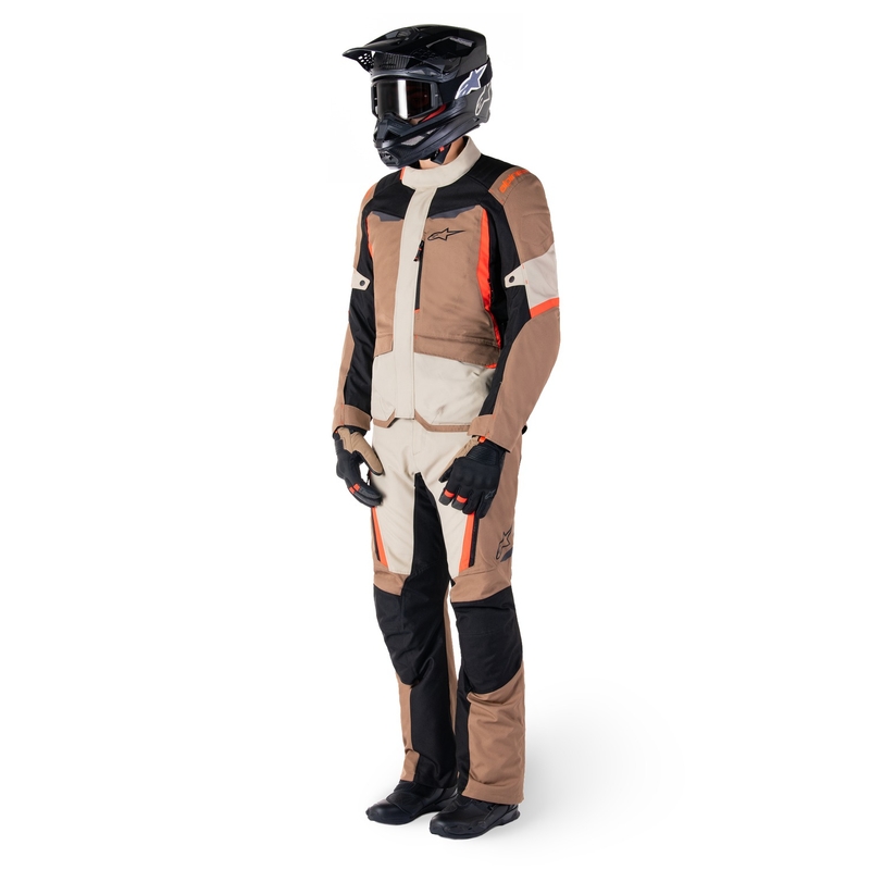 Pantaloni moto impermeabili Alpinestars ST-1 kaki-nisip-negru-rosu fluo