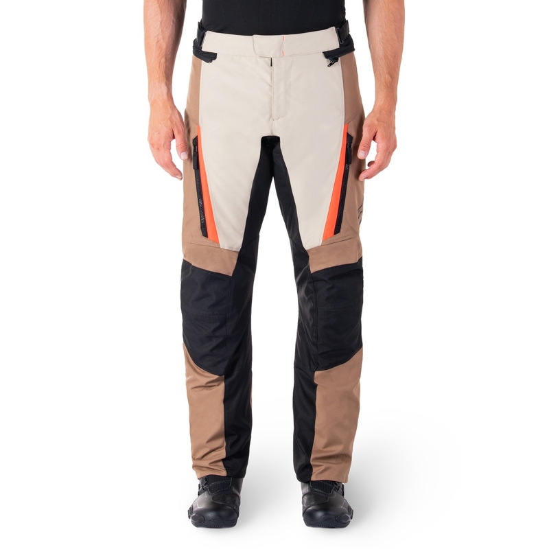 Pantaloni moto impermeabili Alpinestars ST-1 kaki-nisip-negru-rosu fluo
