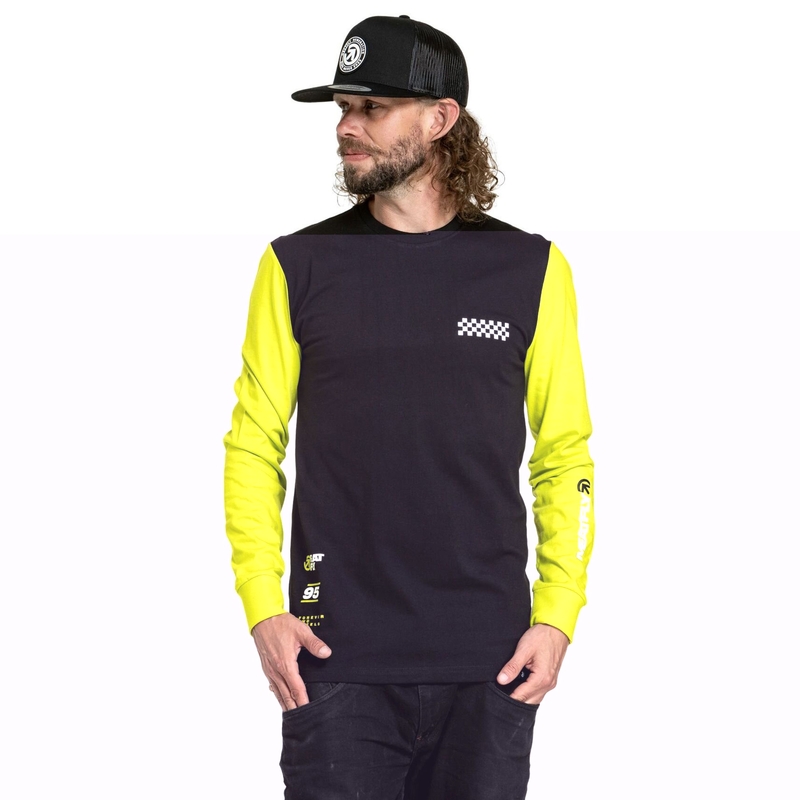 Tricou cu maneci lungi Meatfly Appex galben fluo-negru