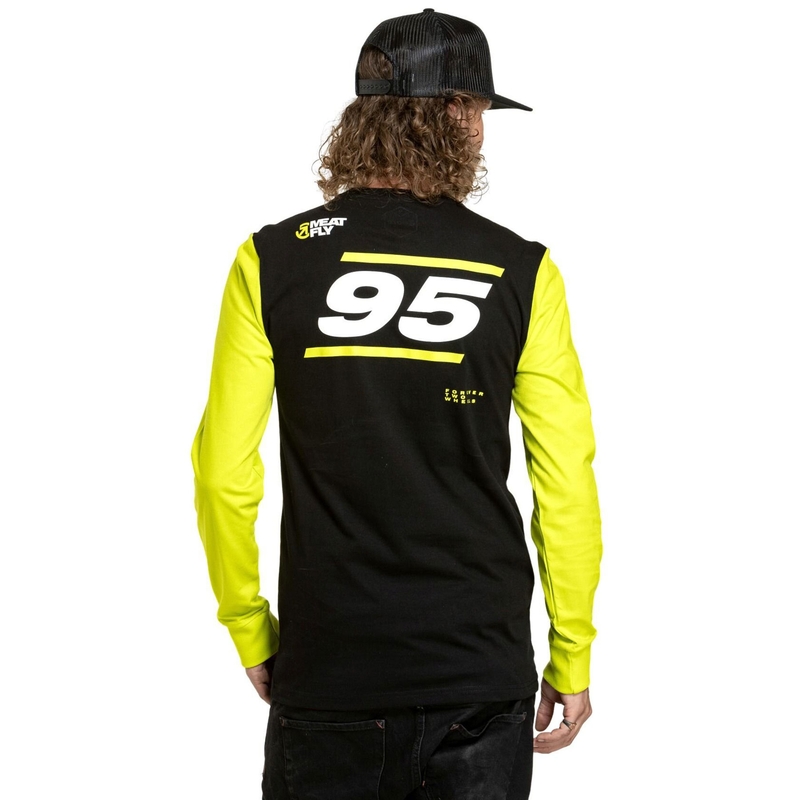 Tricou cu maneci lungi Meatfly Appex galben fluo-negru