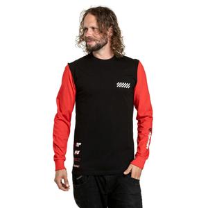 Tricou cu mânecă lungă Meatfly Appex negru-roșu