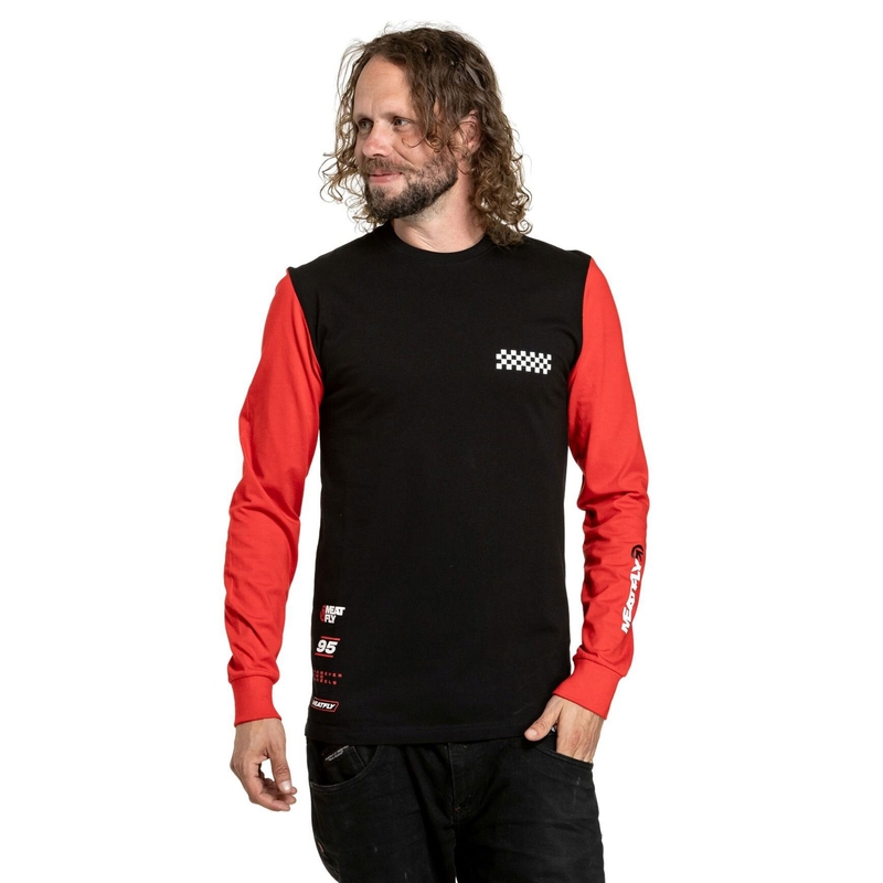 Tricou cu mânecă lungă Meatfly Appex negru-roșu