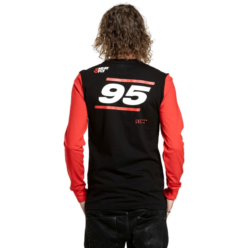 Tricou cu mânecă lungă Meatfly Appex negru-roșu