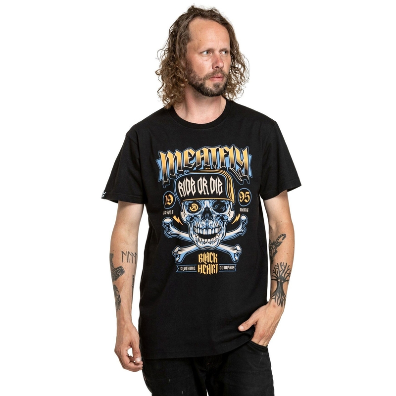 Tricou negru Meatfly Whisky Crossbones