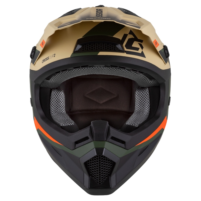 Casca motocross Cassida Cross Cup 2 Napa mat nisip-verde-portocaliu-negru