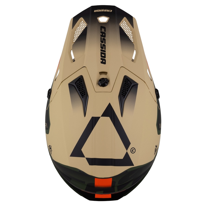 Casca motocross Cassida Cross Cup 2 Napa mat nisip-verde-portocaliu-negru