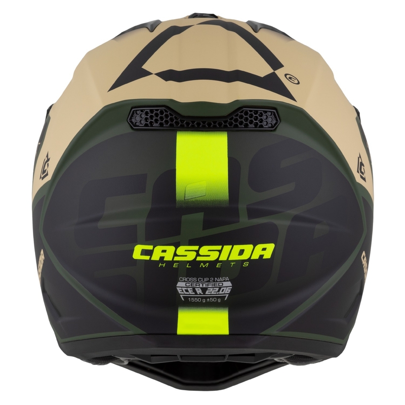Casca motocross Cassida Cross Cup 2 Napa mat-verde nisip-galben fluo-negru