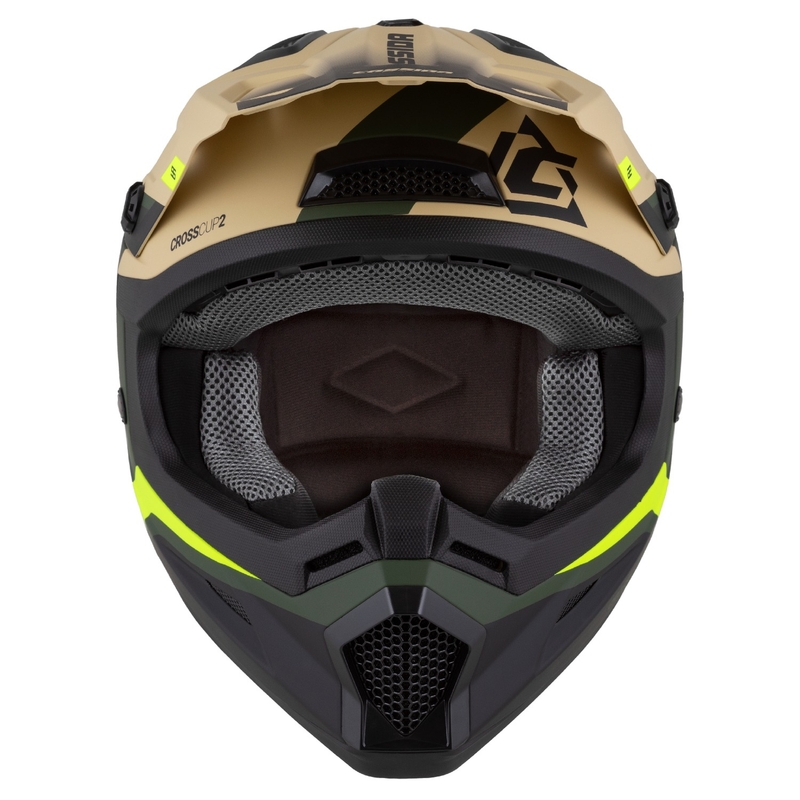 Casca motocross Cassida Cross Cup 2 Napa mat-verde nisip-galben fluo-negru