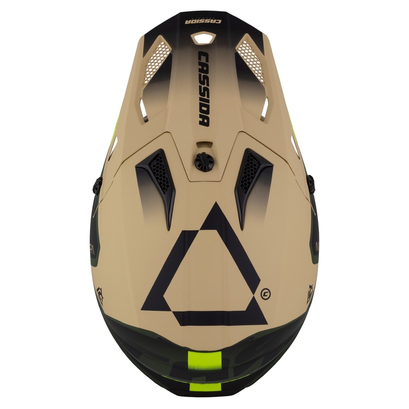 Casca motocross Cassida Cross Cup 2 Napa mat-verde nisip-galben fluo-negru