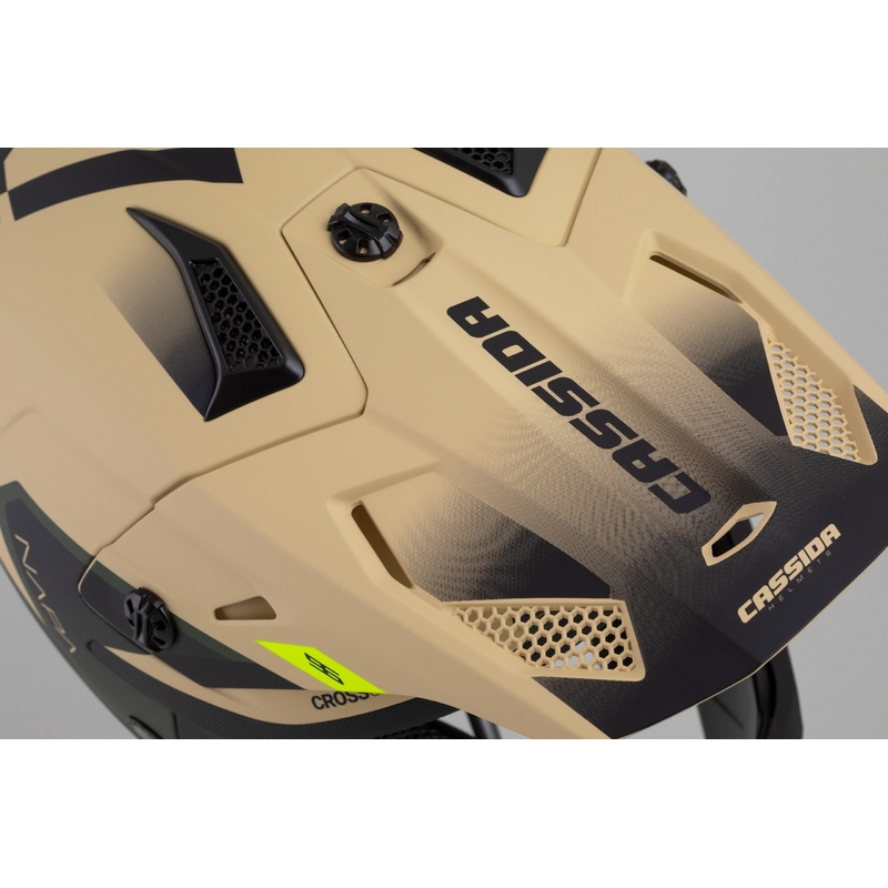 Casca motocross Cassida Cross Cup 2 Napa mat-verde nisip-galben fluo-negru