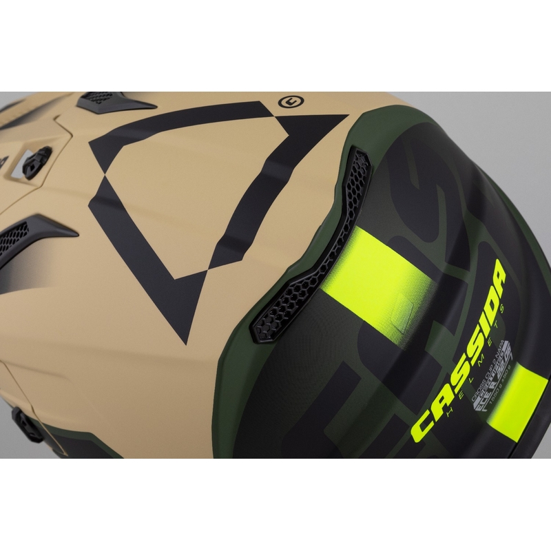 Casca motocross Cassida Cross Cup 2 Napa mat-verde nisip-galben fluo-negru