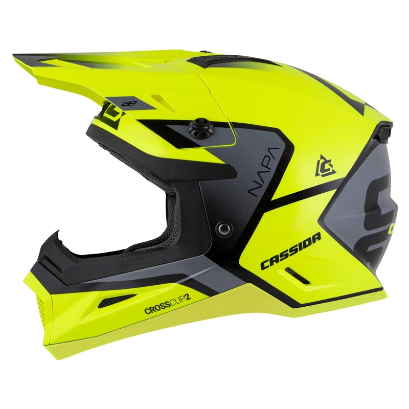 Casca motocross Cassida Cross Cup 2 Napa galben fluo-negru-gri perlat