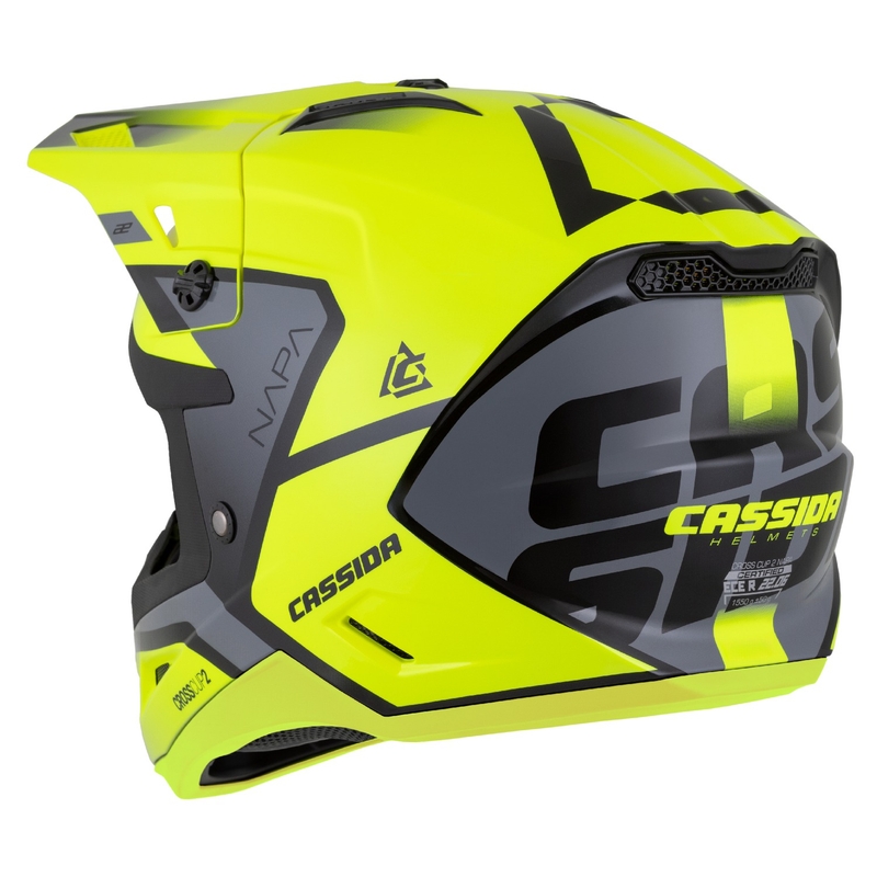 Casca motocross Cassida Cross Cup 2 Napa galben fluo-negru-gri perlat