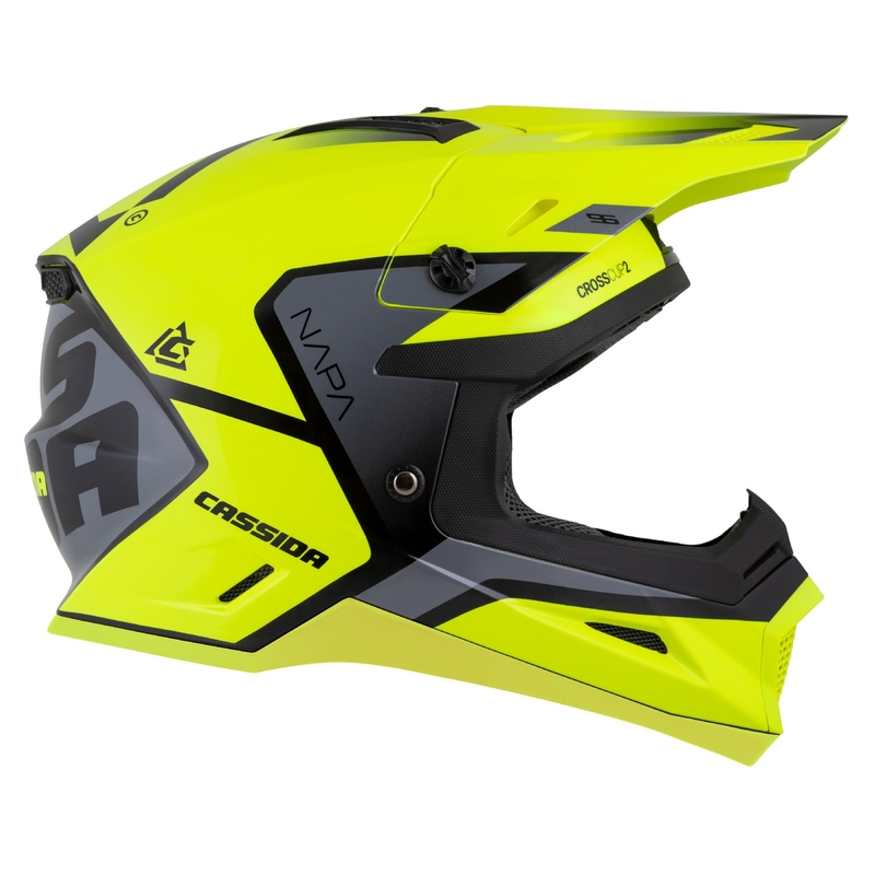 Casca motocross Cassida Cross Cup 2 Napa galben fluo-negru-gri perlat