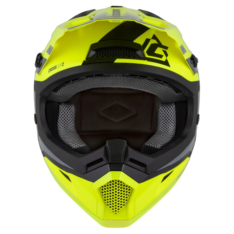 Casca motocross Cassida Cross Cup 2 Napa galben fluo-negru-gri perlat