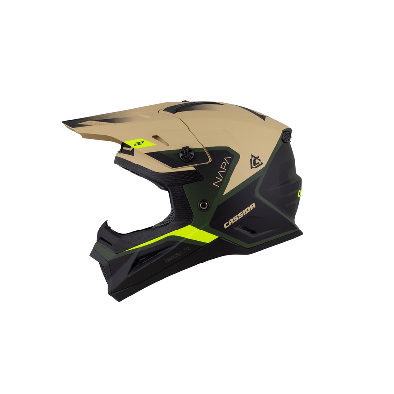 Cassă Motocross Cassida Cross Cup 2 Napa Mate Nisip-Verde-Galben Fluo-Negru pentru copii