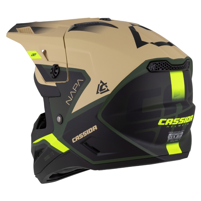 Cassă Motocross Cassida Cross Cup 2 Napa Mate Nisip-Verde-Galben Fluo-Negru pentru copii