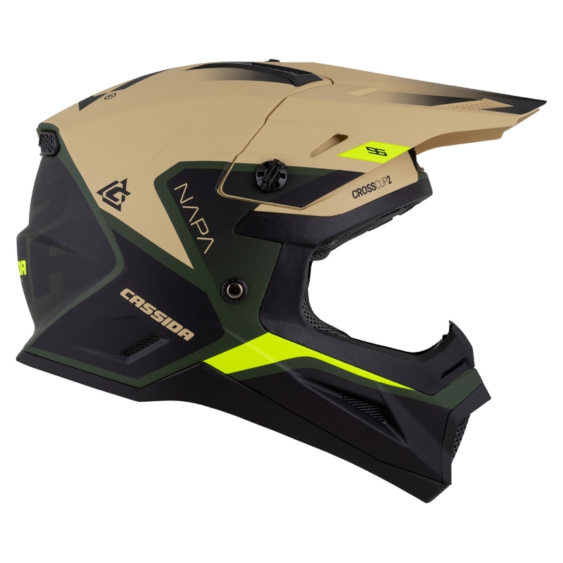 Cassă Motocross Cassida Cross Cup 2 Napa Mate Nisip-Verde-Galben Fluo-Negru pentru copii